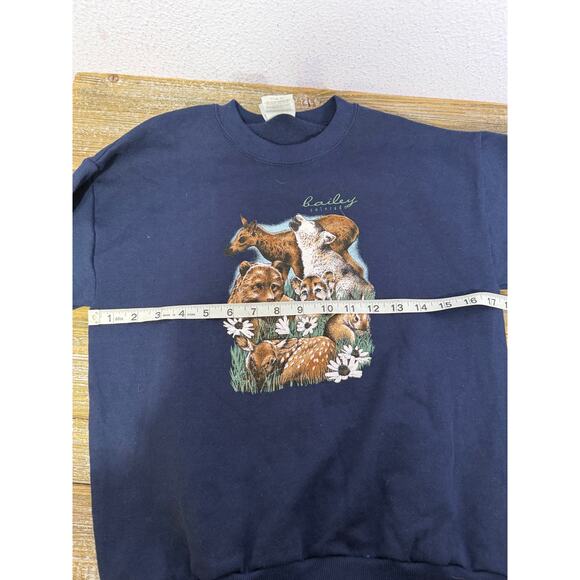 Vintage Jerzees Sweatshirt Bailey CO Youth L Wildlife Naturecore Cottagecore - Picture 7 of 8